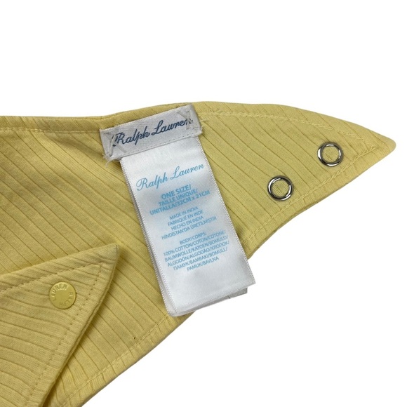 Ralph Lauren Baby Ribbed Cotton Shortall Onesie Bib Set Yellow Classic Size 3M - Picture 8 of 9